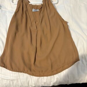 Tan Sleeveless Blouse